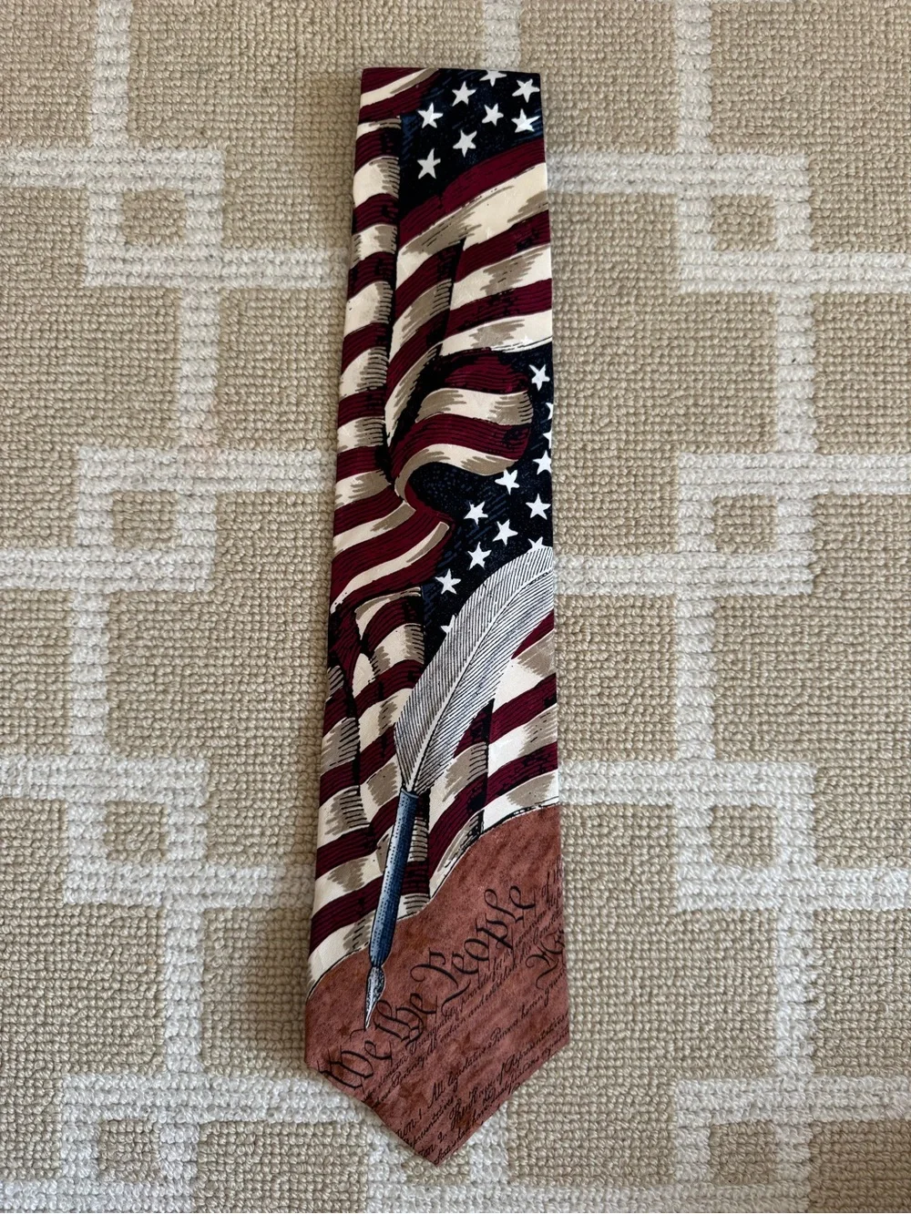 Tango by Max Raab Vintage Patriotic American Flag Silk Tie USA Constitution